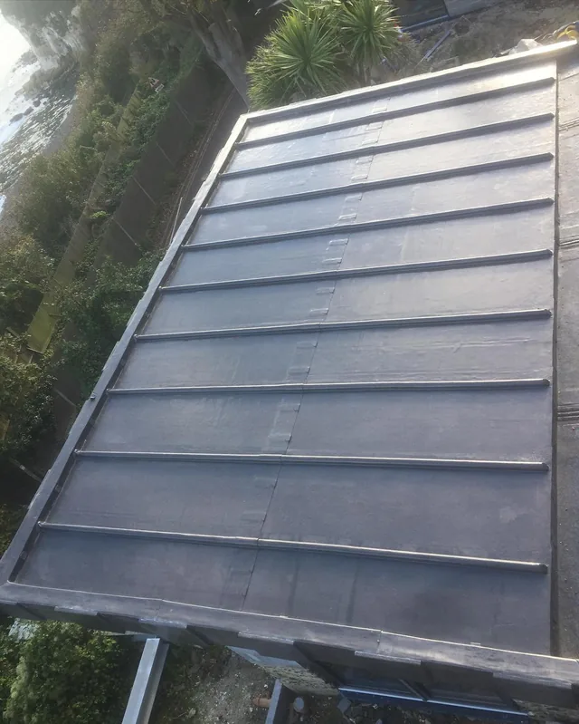 View along the extension roof and its perimeter